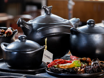 Authentic Chamba Black Clay Saute Pan - 8 Inch, Stovetop & Oven Safe, Handmade In Colombia, Not Non-Stick