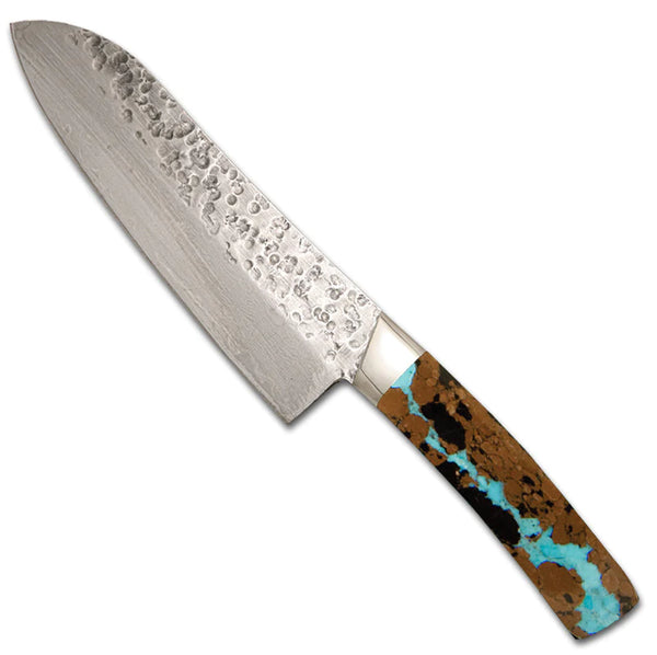 Hammered Damascus 7" Santoku knife