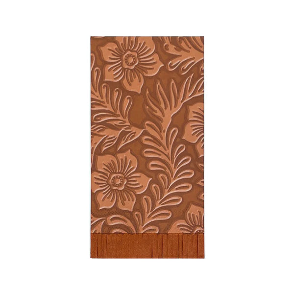 Floral Tooled Leather Fringe Dinner Napkins