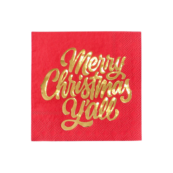 Merry Christmas Y'all Cocktail Napkins