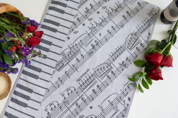 Jacquard Woven Cotton Tea Towel - Piano Notes