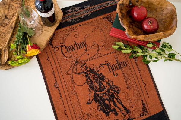 Jacquard Woven Cotton Tea Towel - Cowboy Rodeo