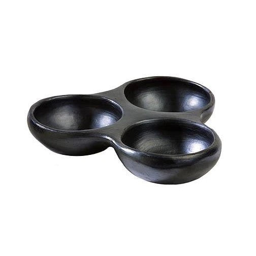 Chamba - Black Clay Triple Dish - Small