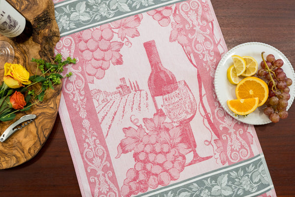 Jacquard Woven Cotton Tea Towel - Wine