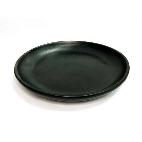 Chamba - Black Clay Round Plate with Edge - 13"