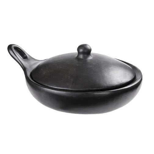 Chamba - Black Clay Saute Pan with Cover - 10"