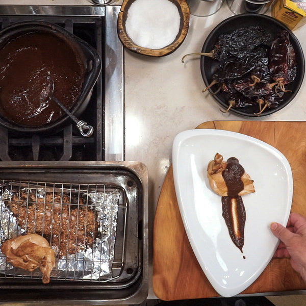 Smoked Chicken with Mole and Ensalada Tres Frijoles - Online Class