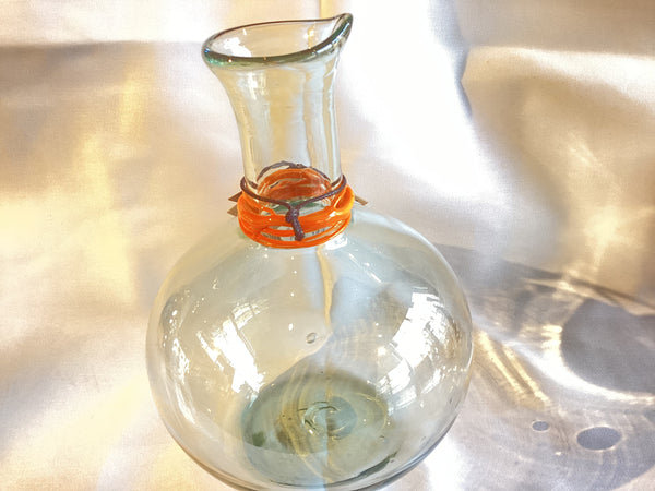 Verve Hand-Blown Glass Carafe Orange Swirl